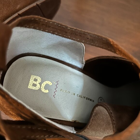 BC Born in California Brown Suede Peep Toe Wedge Sandals – Women’s Lace-Up Heels - Picture 6 of 7